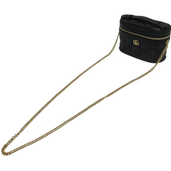 GUCCI GG Matelasse Mini Top Handle Bag Black 723770 2way Chain Shoulder - Picture 9 of 16